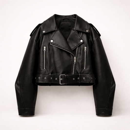 Black Biker Faux Leather Jacket