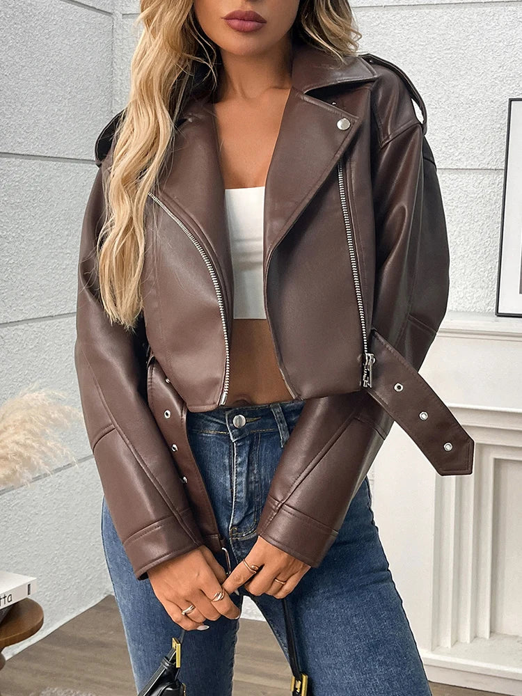 Black Biker Faux Leather Jacket