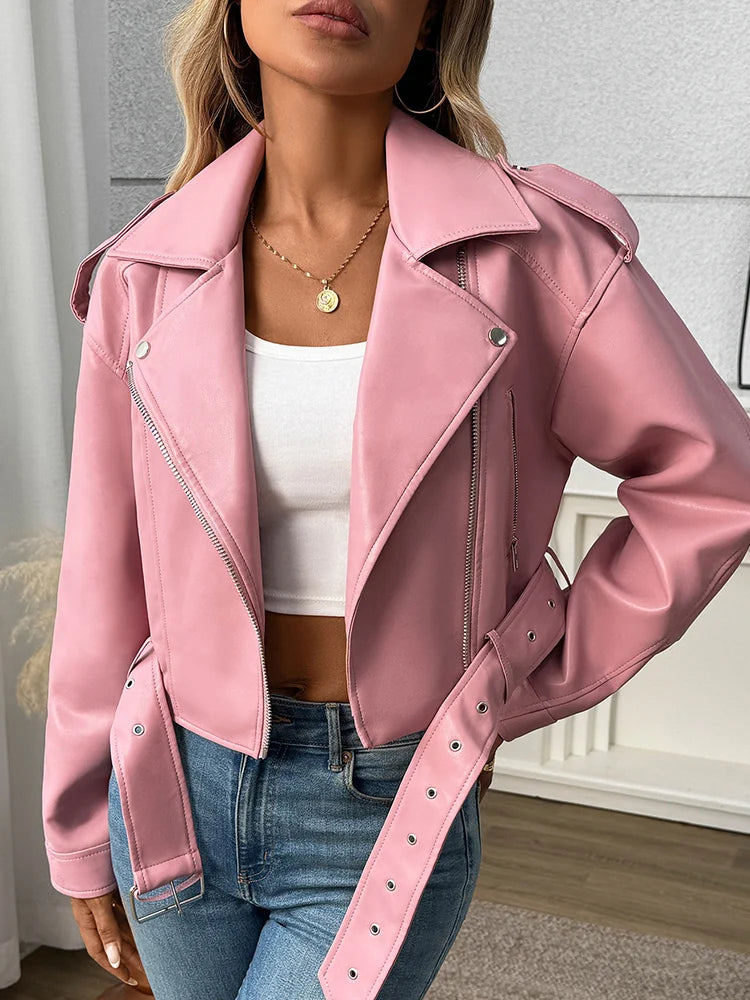 Black Biker Faux Leather Jacket