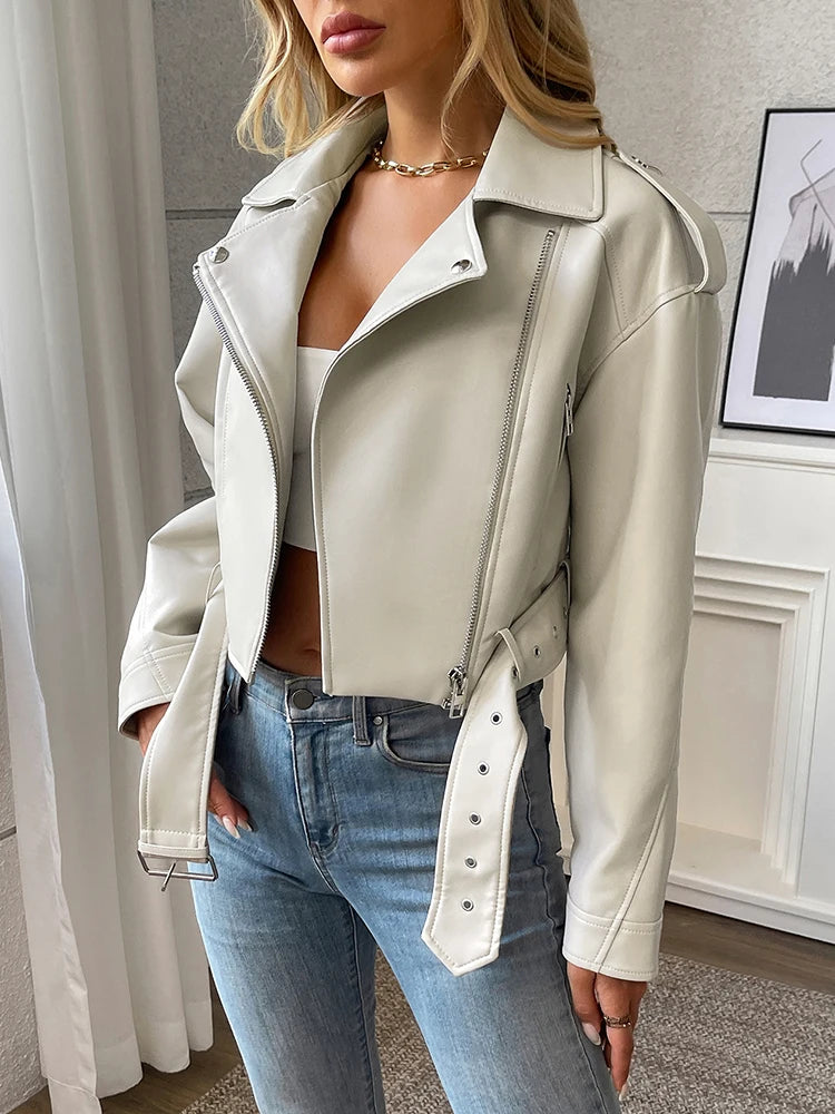 Black Biker Faux Leather Jacket