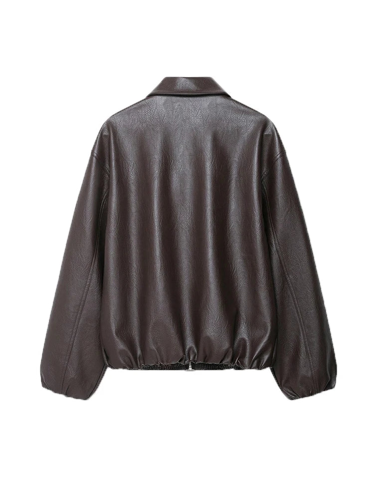 Brown Faux Leather Jacket