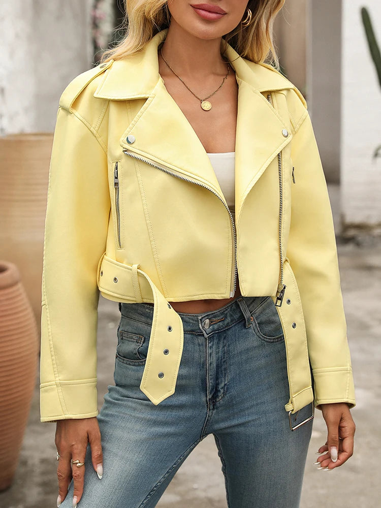 Black Biker Faux Leather Jacket