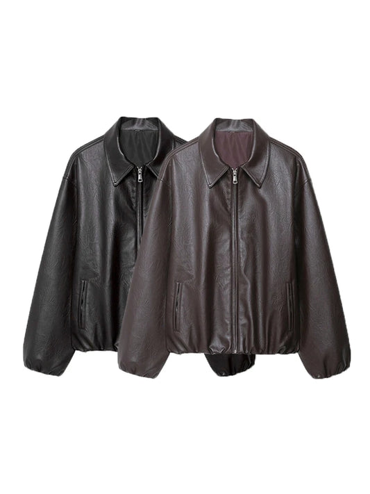 Brown Faux Leather Jacket