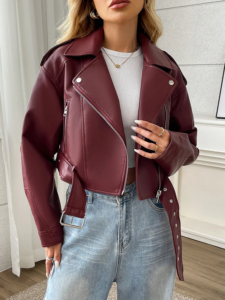 Black Biker Faux Leather Jacket