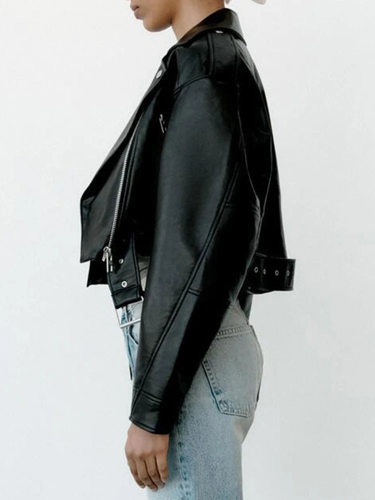 Black Biker Faux Leather Jacket