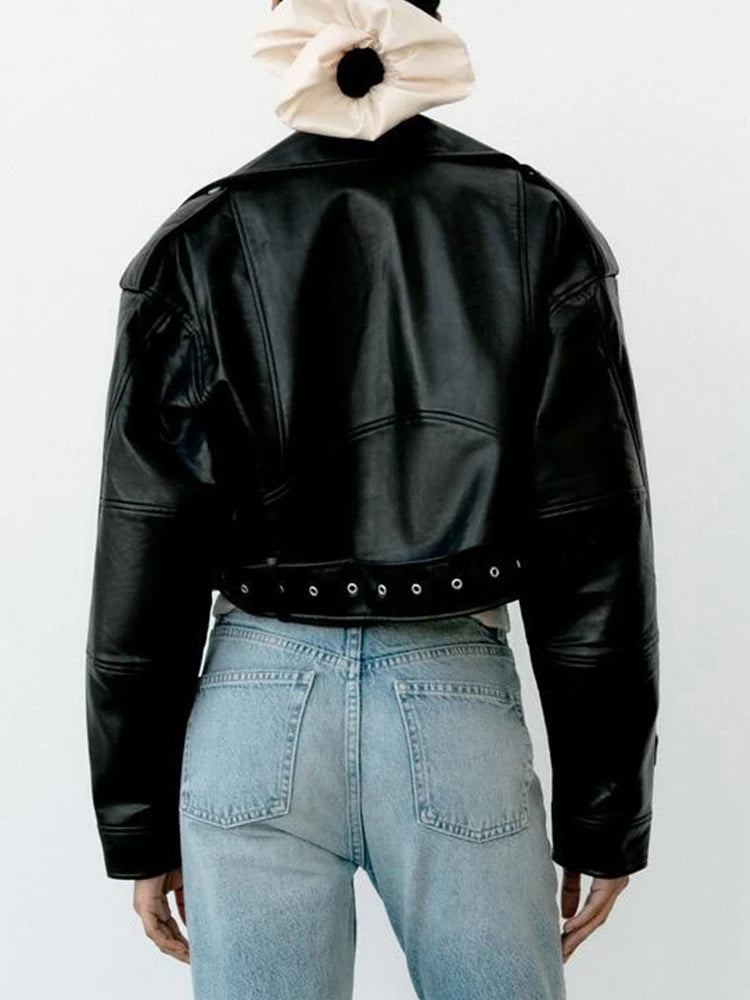 Black Biker Faux Leather Jacket