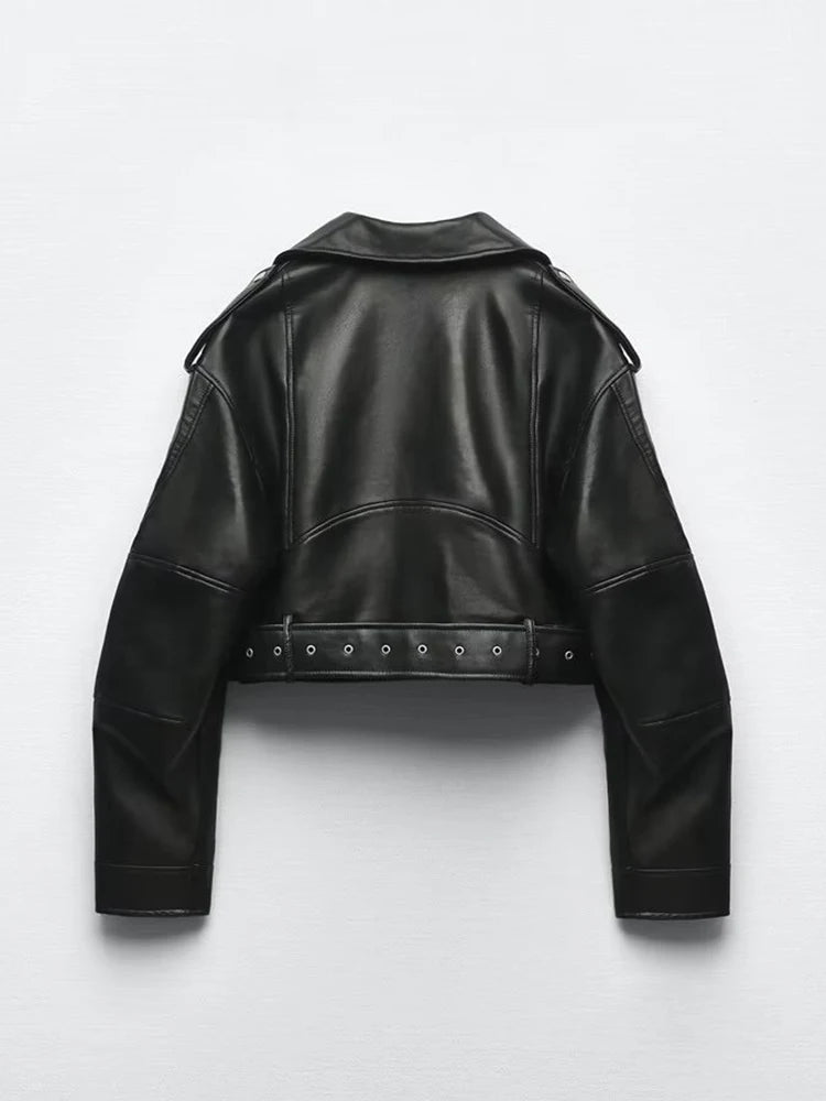 Black Biker Faux Leather Jacket