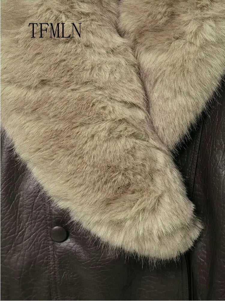 Black Double-Breasted Faux Leather Jacket