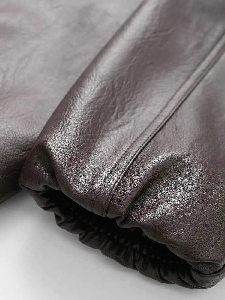 Brown Faux Leather Jacket