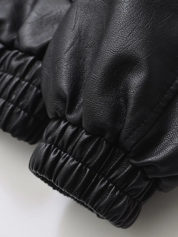 Brown Vintage Drop-Shoulder Faux Leather Jacket