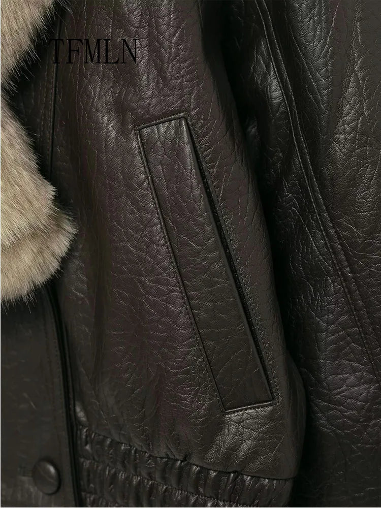 Black Double-Breasted Faux Leather Jacket