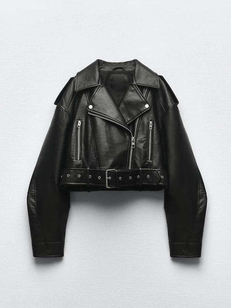 Black Biker Faux Leather Jacket